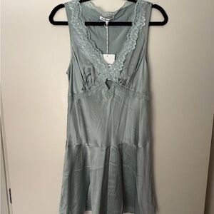 Reformation Sage Green Lace Trim Chemise